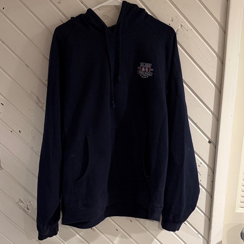 Navy Blue Hoodie with Logo Detail